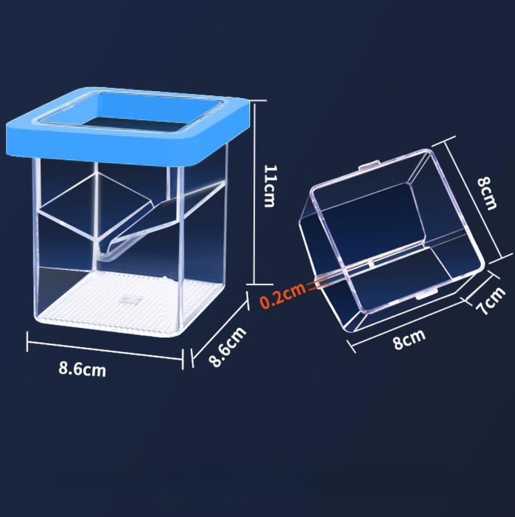 Floating Fish Tank Breeder Box - Transparent Thickened Aquarium Isolation Box for Fish Breeding Easy to Install and Space-Saving (Blue) - Image 2