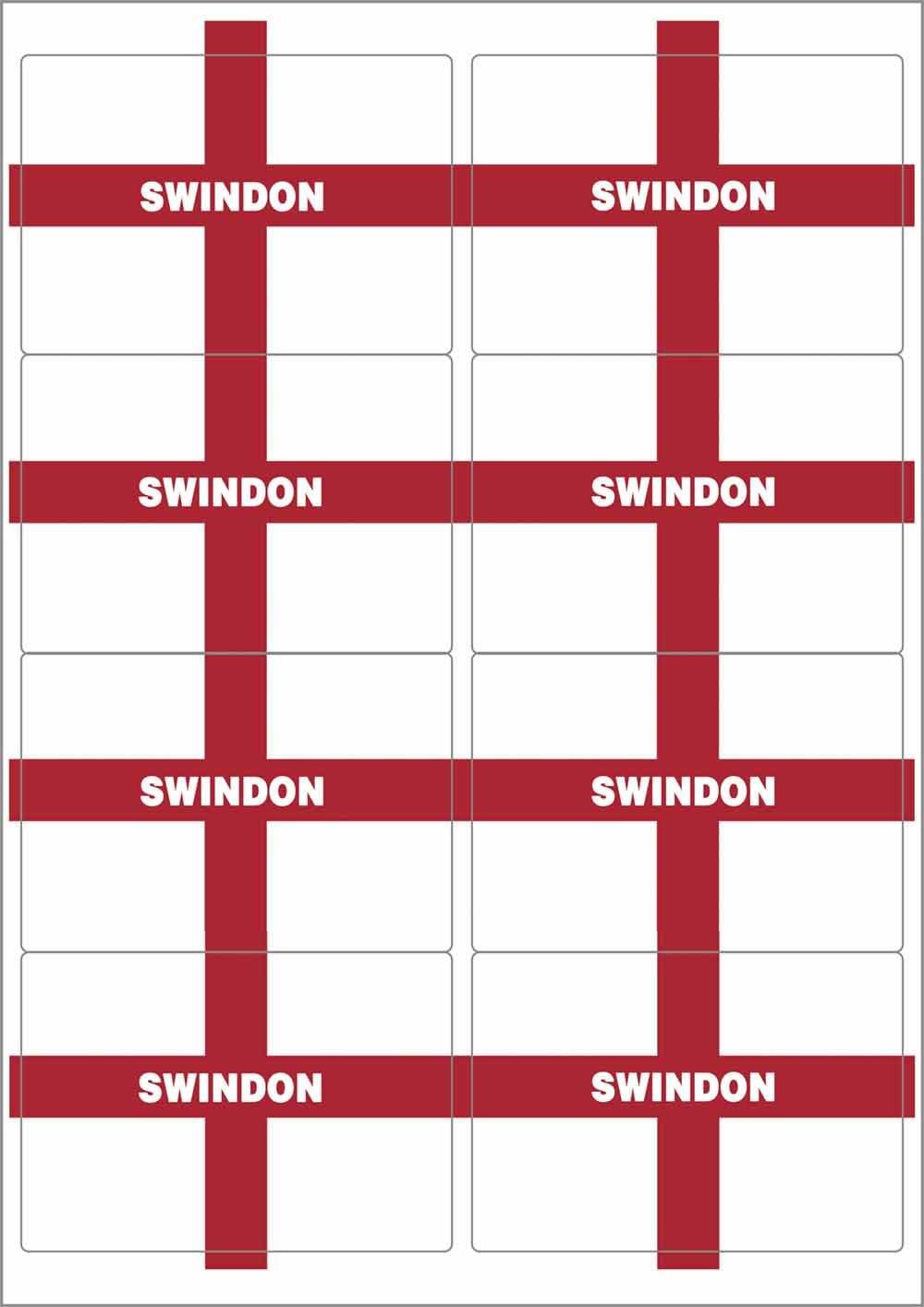 Ozorath Multicolor Swindon England Flag Rectangular Matt Paper Stickers A4 Sheet Of 8 (Each Sticker Is 99Mm X 68Mm)