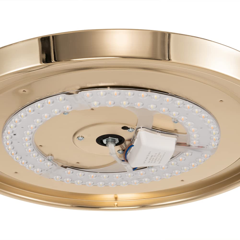 BAKAJI Ventilatore Lampadario da Soffitto Ø106cm in Acciaio e 4 Pale in ABS richiudibili a scomparsa, Plafoniera 36W LED cambio colore, 3 Velocità e Inversione Rotazione, Timer e Telecomando (Bronzo)
