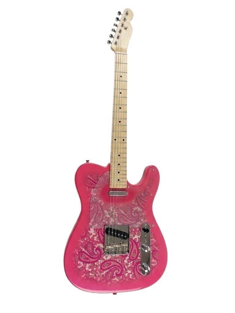 Chitarra elettrica Solid Body, Pink Paisley, tastiera in acero con pickup single-coil, full size 39" for performance sul palco e registrazione in studio (Guitarra Electrica)