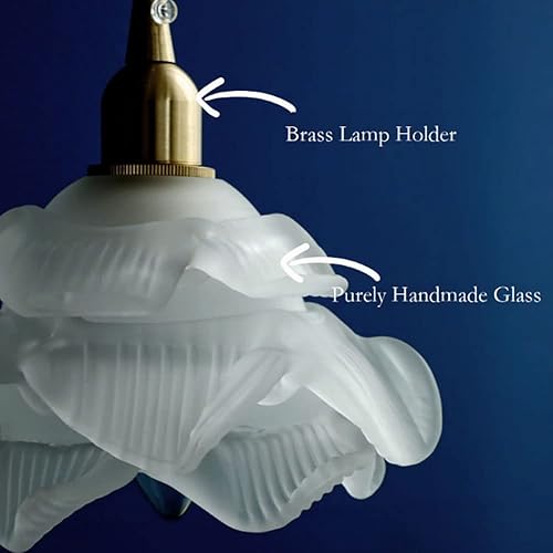 Miniatura 6 de Iluminación colgante de techo, lámpara colgante de rosa lustre moderna, lámpara colgante de latón de vidrio, lámpara colgante vintage industrial