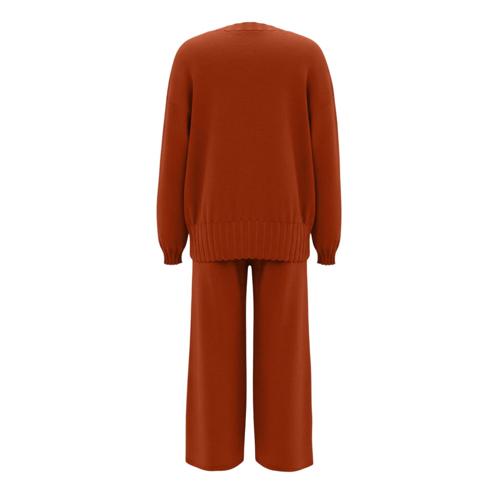 Pantaloni in Maglia Larghi, Casual, da Indossare in Due Pezzi con Maglione e Pantaloni a Gamba Larga