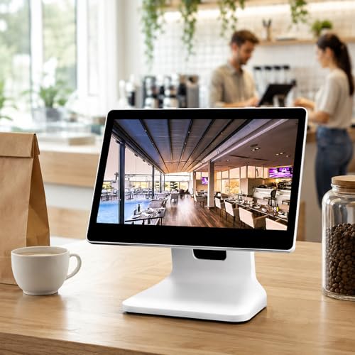 Image of Touch Screen Cash Register Monitor, a 15.6-Inch POS Cashier Register Featuring Extensive Interfaces, Ideal for Retail Stores, Restaurants, and Pharmacies