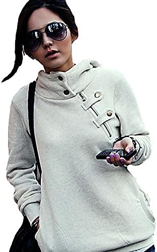 WmN FSHN Women's Casual Warm Fleece Hooded Sweatshirt W101, Ivory Large Apparel