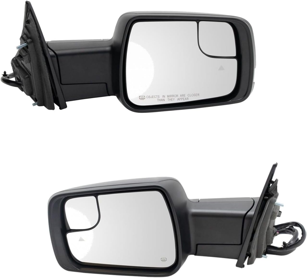 Dawn Jade Mirror Set Power Folding Turn Signal Memory Puddle Light Blind Spot Plastic Electric-Adjustment Type Powered-Fold Away Mechanism Black-Housing Textured 2pcs for Ram 1500 19-22 WangD1737