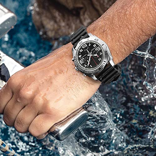 Binlun Rubber Watch Bands Quick Release Premium Quality Silicone Sport Watch Strap Smart Watch Bands For Men/Women（Black,24Mm） #TOP3