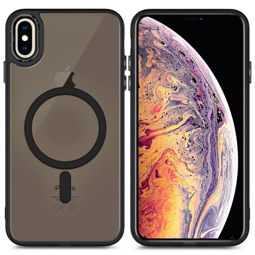 YZB Magnetic for iPhone X & iPhone Xs Case, Black | Compatible with MagSafe | Translucent Matte Scratch-Resistant Back | Military-Grade Shockproof Protection - Slim Phone Cover