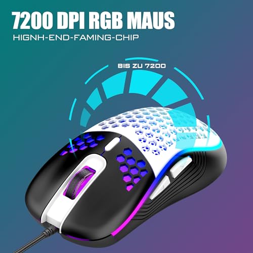 RedThunder 60% RGB Verkabelte Gaming Tastatur und Maus Set, Mini Gaming Tastatur, 62 Tastatur, DE Layout… – Ansicht 4