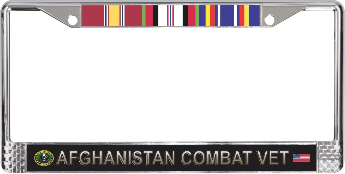 U.S. Army Afghanistan Combat Veteran 3-Ribbon Stack License Plate Frame