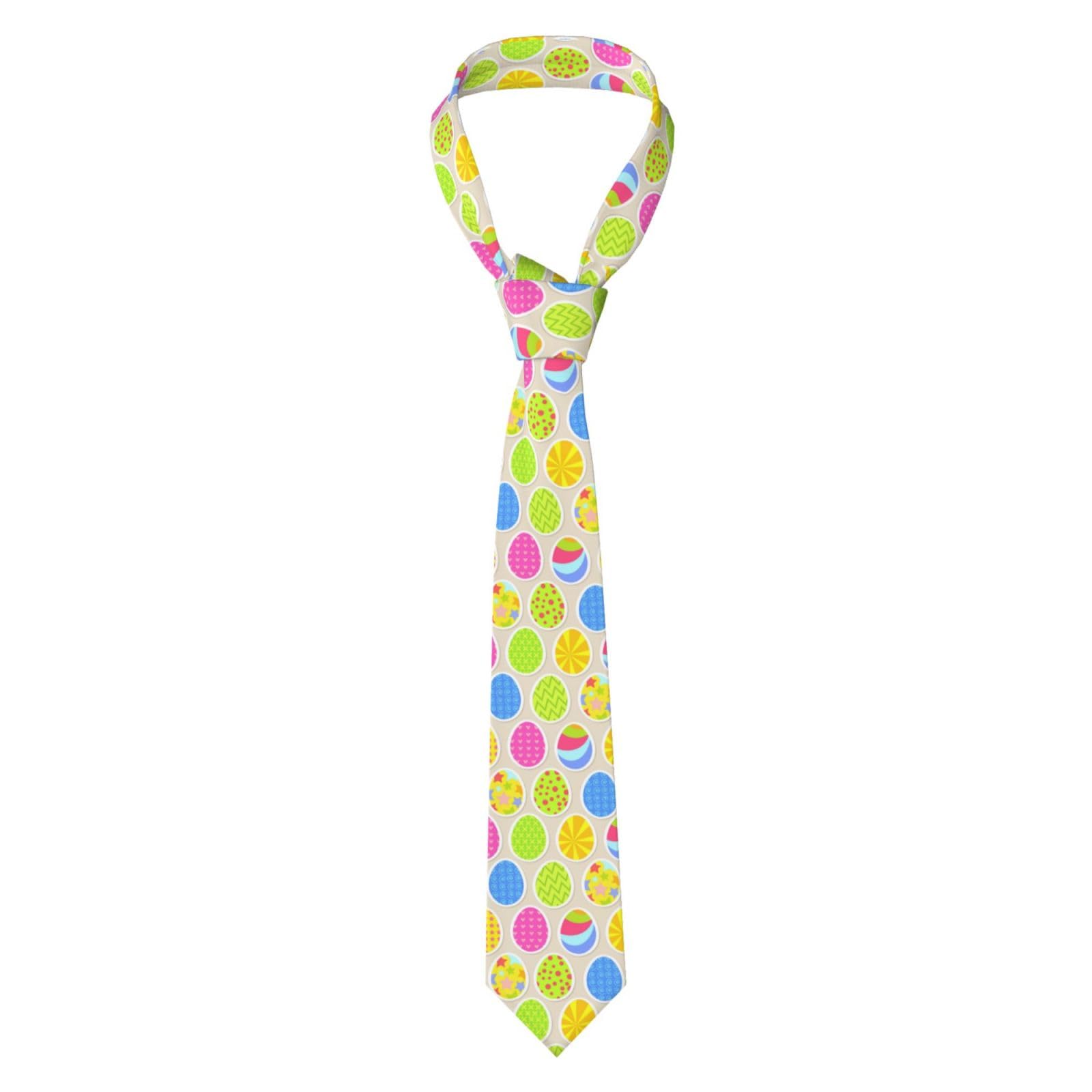 Hceaatb Men'S Ties Easter Egg Bow Necktie Unisex Satin Printed Thin Ties For Business, Weddings, Proms, Parties, Graduation