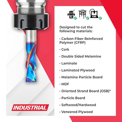 Image of Amana Tool Spektra Extreme Tool Life Coated Solid Carbide CNC Compression Spiral Router Bit, 48310-K, 10mm D x 25mm CH x 10mm Shank x 64mm Long