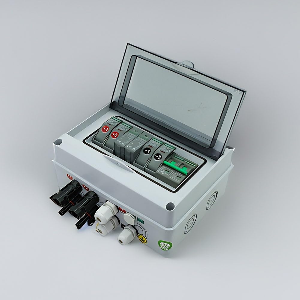 Caja combinadora fotovoltaica 2 en 1 para paneles solares, 550 V CC IP65 impermeable protección al aire libre con fusible MCB SPD, compatible con plantas fotovoltaicas residenciales en la