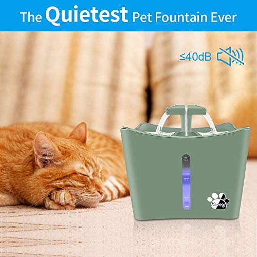 Cat Water Fountains, Pet Water Fountain, Whisper Quiet 3L/101oz Kitty Water Fountains, Water Bowl Drinking Fountain for Cats, Cat Water Dispenser with LED Light,1 Cat Waterer Filter, Green - Thumbnail 7