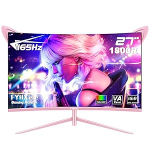 27 inch Gaming Monitor, 1800R Curved Gaming Monitor, FHD-1920X1080P, 165Hz, 1ms, FreeSync/G-Sync, Ultrawide PC Monitor, HDMI/DisplayPort/USB Vesa/Wall Mount Computer Monitor-Pink