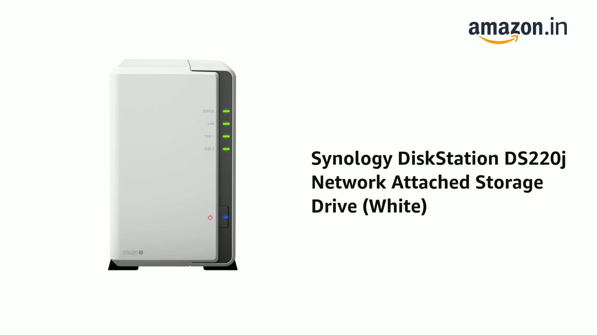Synology DiskStation DS220j Network Attached Storage Drive (White 