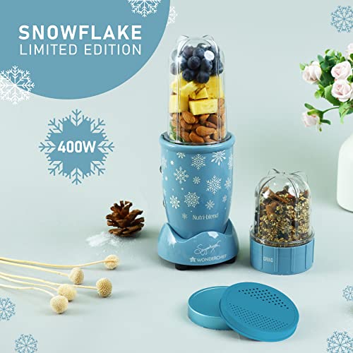 Wonderchef-Nutri-Blend-Snowflakes-22000-Rpm-2-Unbreakable-Jars-400-W-2-Years-Warranty-Online-Recipe-Book-By-Chef-Sanjeev-Kapoor-Blue - mixer grinder