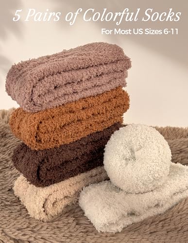 Image of TEHOOK Warm & Cozy Gifts for Women, Fluffy Fuzzy Plush Sleeping Slipper Socks - Soft Warm Fabric
