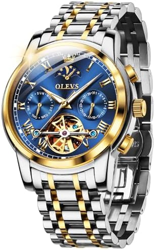 OLEVS Men's Casual Fashion Waterproof Gold Stainless Steel Band Quartz Gold Watches Gifts for Men