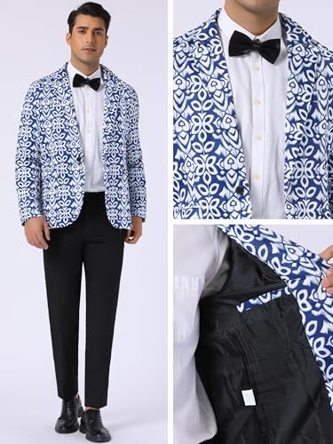 Lars Amadeus Paisley Blazer for Men's Retro Flower Printed Notch Lapel Floral Sports Coat4