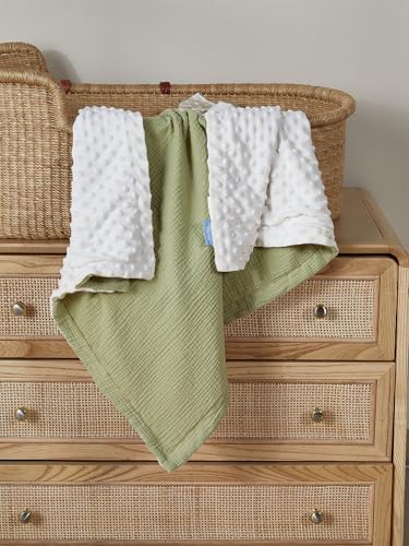 Couverture pour bébé double face TILLYOU anti-transpiration en mousseline de coton vert