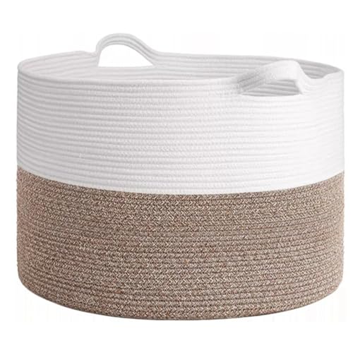 Hanabitx Cesta de Cuerda de Algodón Aproximadamente 22 Pulgadas X 14 Pulgadas Trenzada para Niños, Cesta para Ropa Interior, Cesta para Juguetes, con Mango, Edredón Almacenaje.