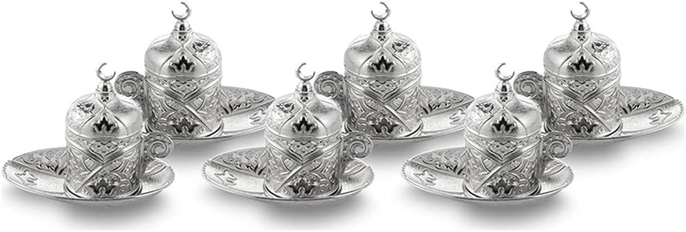 Coffee Cups Set of 6 Coffee Espresso Design Porcelain Cup Sets for Serving (Color : Gold) (Silver)