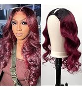 V Part Wig Human Hair Burgundy 1B/99J Body Wave Wigs for Black Woman Upgrade U Part Brazilian Vir...