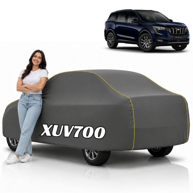 Image of Mind-Blowing 2026 100% Waterproof XUV700 Car Cover | Polyester Car Body Cover for Rain & Sun | UV Protection, Dustproof, Scratch Resistant, Windproof, Heat Resistant, Custom Fit (Grey)