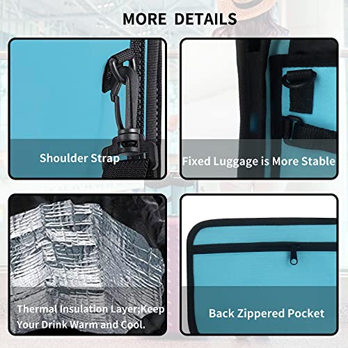 Image of Travel Cup Sleeve Adjustable Divider for Bottles Carry on Case Fits Roll on Suitcase Handles Gifts for Flight Attendants Travelers Accessories Lake Blue