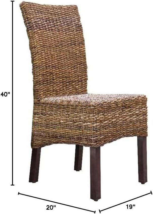 Miniatura 3 de BOWERY HILL Silla de comedor tejida a mano de 40 pulgadas de alto, estilo hoja de abacá, ratán y marco de madera, tamaño estándar perfecto para la