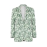 FUIALDOLG Money Print Business Blazer Suit Jacket for Men Long Sleeve Men Suit Printed Fit Full Shoulder Design Blazer Fashionable