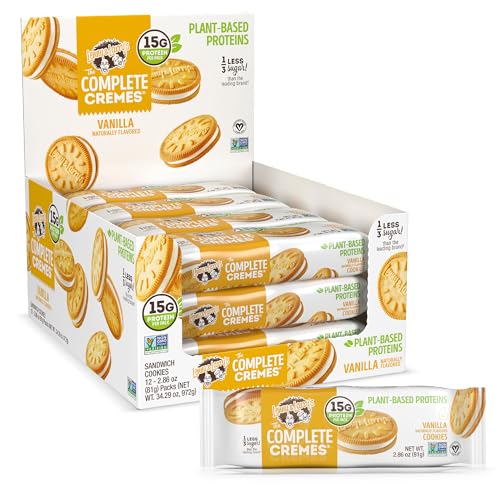 Lenny & Larry's The Complete Cremes®, Sandwich Cookies, Vanilla, Vegan, 5g Plant Protein, 6 Cookies Per Pack (Box of 12)