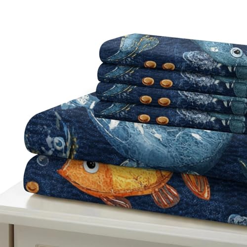 Parure de lit poisson 3D microfibre résistante 135x200cm - 7
