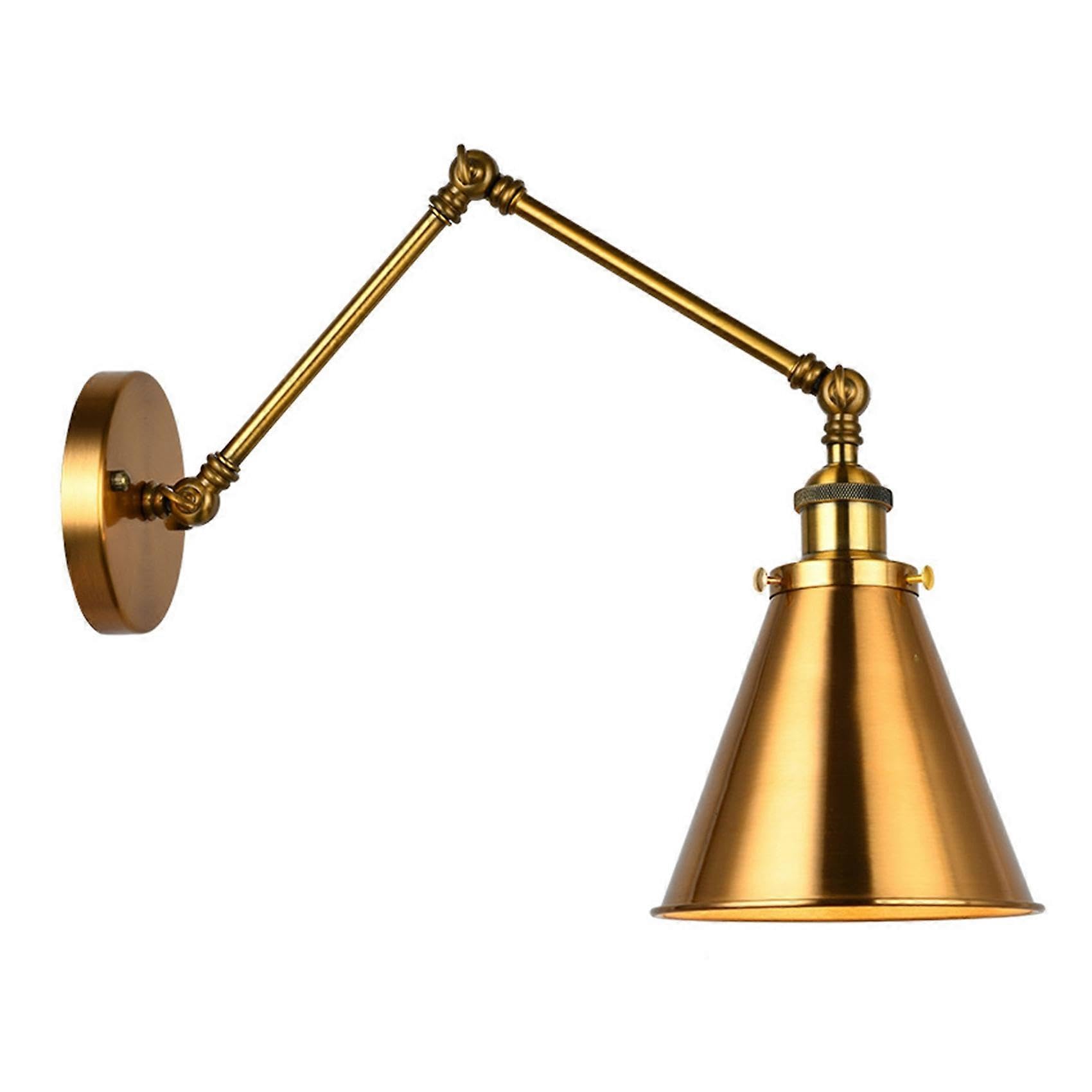 JOYHAPPST Industrial Wall Sconce Light Brass Cone Shade Wall Light with Adjustable Arm for Indoor Home Bar Wa