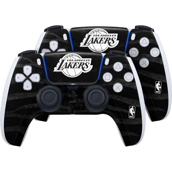 Skinit Decal Gaming Skin Compatible with PS5 Controller (2 Pack) - Officially Licensed NBA Los Angeles Lakers Black Animal Print Design