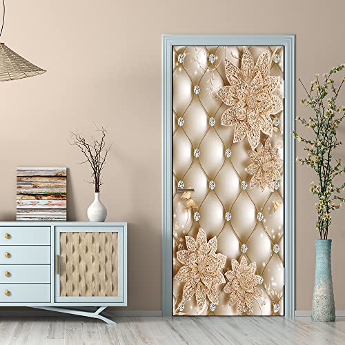 Papier peint de porte fleurs 3D pour cacher les imperfections et décorer sans peindre