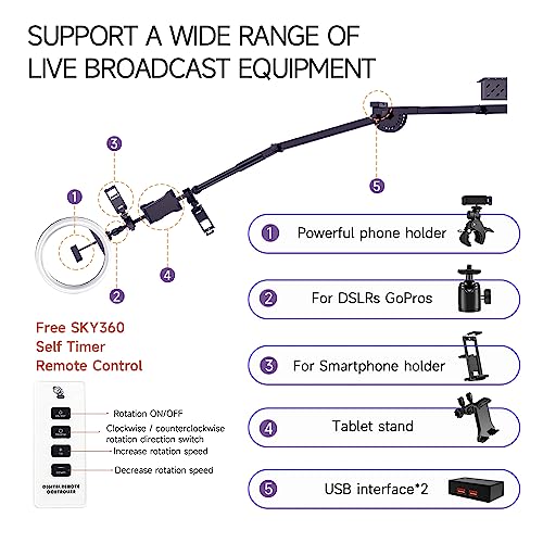 MWE Sky Overhead 360 Photo Booth for Big Parties with Software APP Remote Control Rotating 360-Degree Full Body Spin with Ring Light and Stand for up to 15 People (Booth+Arm) - Image 3