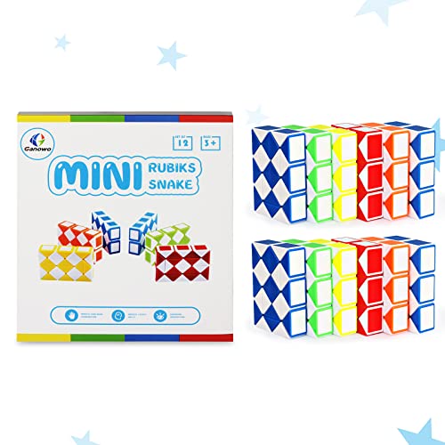 Ganowo Fidget Snake Cube Mini Twist Puzzle(12Pack) -Party Favors, Goody Bag Filler,Carnival Prizes,Classroom Rewards,School,Birthday Gift-Easter Egg Fillers For Kid Brain Teasers Speed Cube #TOP6