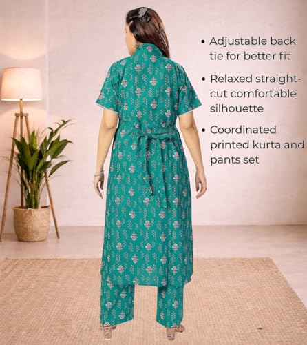Image of Momenta Women's Pure Cotton Maternity Kurta Set | Feeding Kurti with Concealed Zippers | Maternity Dress for Pre & Post Pregnancy