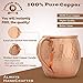 Copper Mules PURE Extra Thick Copper Mug Set/2 Barrel Hammered Finish - EasyCare Interior Ideal for Moscow Mules - Authentic and Strong Riveited Handle - Holds 16oz ea.