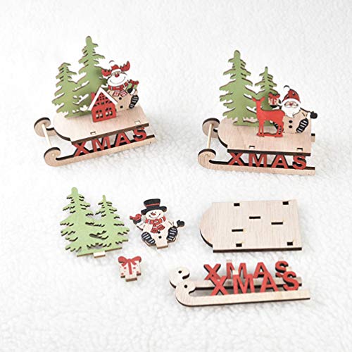 BESTOYARD 3 peças de ornamentos de trenó de Natal de madeira trem de Natal ornamentos de mesa para c