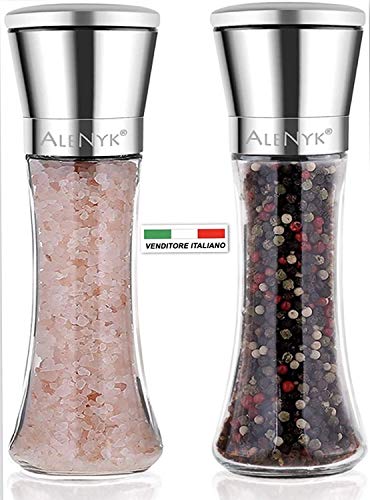alenyk Molinillo manual para sal y pimienta, para pimienta y pimienta, para...