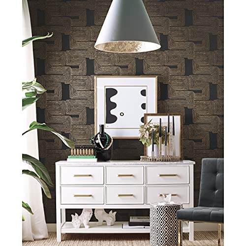 RoomMates RMK12213PL Nikki Chu Black and Metallic Gold Zulu Signature Peel and Stick Wallpaper by RoomMates - Used condition - Image 2
