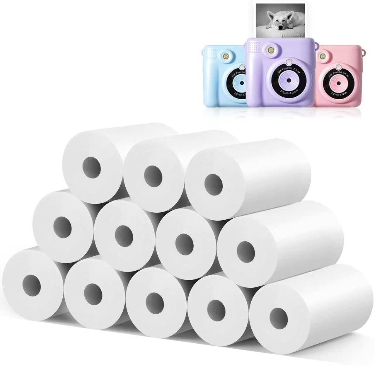 12 Rollen MIARALA Sofortdruck Kinderkamera-Papierrolle Nachfüllpackung, HD-Druck-Kamera-Papier-Nachfüllpackung für die meisten Kinder-Sofortbildkamera, BPS/BPA-frei