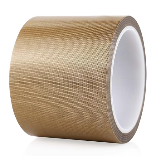 BOMEI PACK Teflone Tape PTFE Glass Cloth Coated, (3-inch x 33 Feet x 0.18mm) High Temperature Fiberglass Adhesive Tape for Vacuum Sealer Machine