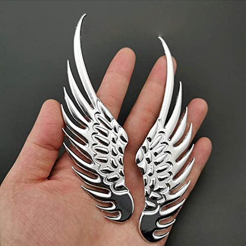 2Pcs 3D Angel Wings Emblem Auto Car Badge Decals Styling Logo Stickers Motorcycle Accessories Label For Jeep Dodge Mercedes Bmw Mustang Volvo Chevrolet Nissan Audi Vw Ford Honda Toyota Jaguar (Silver) #TOP3