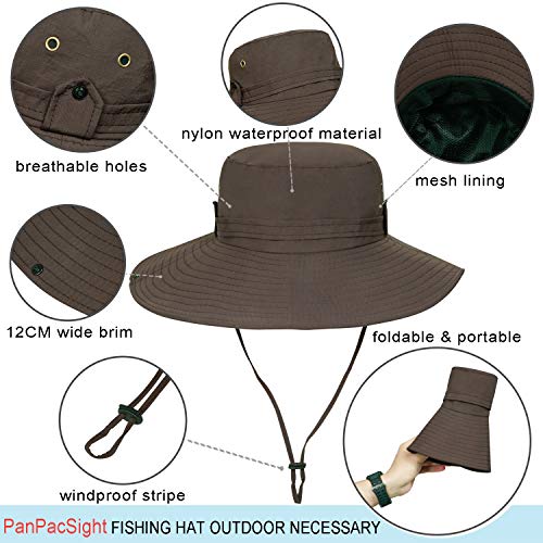 Image of Super Wide Brim Sun Fishing Hat Safari UPF50+ Bucket Boonie Cap for Gardening Hiking Camping