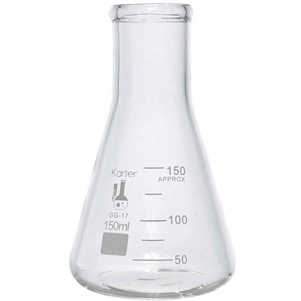 150 ml de boca estrecha Erlenmeyer con tapón de goma, Karter Científico