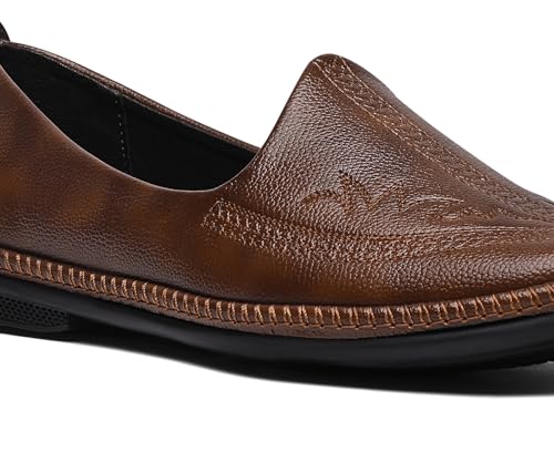 Image of LOUIS STITCH Men's Ethnic Slip On Embroided Mojaris | Stylish Nagra Juti for Men | Lightweight and Comfortable Stylish Embroided Jutis and Mojaris for Kurta Pajama | LSAXNGED