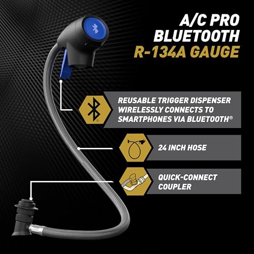 Image of A /C Pro Smart Charge Bluetooth Car Air Conditoner R-134a Refrigerant Gauge & Hose, Car Air Conditioner Recharge Tool, App-Guided Diagnostics & Pressure Monitoring (Refrigerant Not Included)
